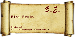 Blei Ervin névjegykártya